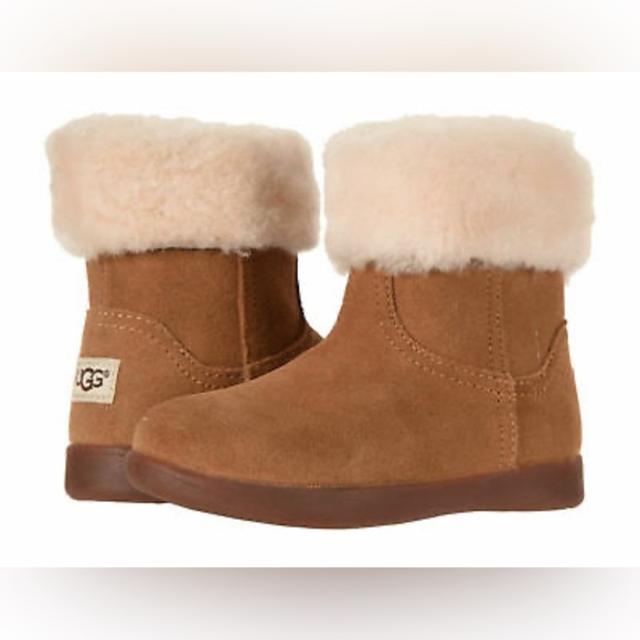 UGG Jorie II Toddler Girls Suede Boots with Cream Fur - Picture 1 of 11